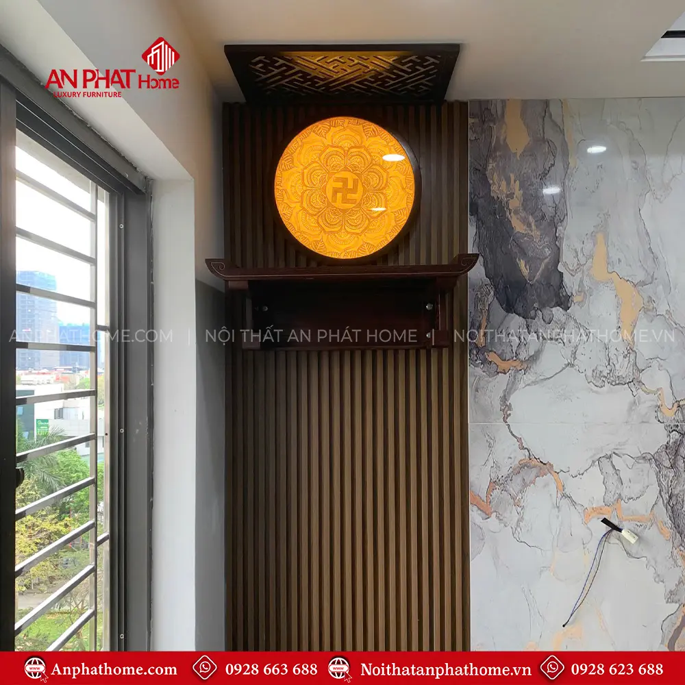 Bàn Thờ Treo Tường Chung Cư Kết Hợp Vách Gỗ Nan Sóng BT-2666 8 Bàn Thờ Treo Tường Chung Cư Kết Hợp Vách Gỗ Nan Sóng BT-2666
