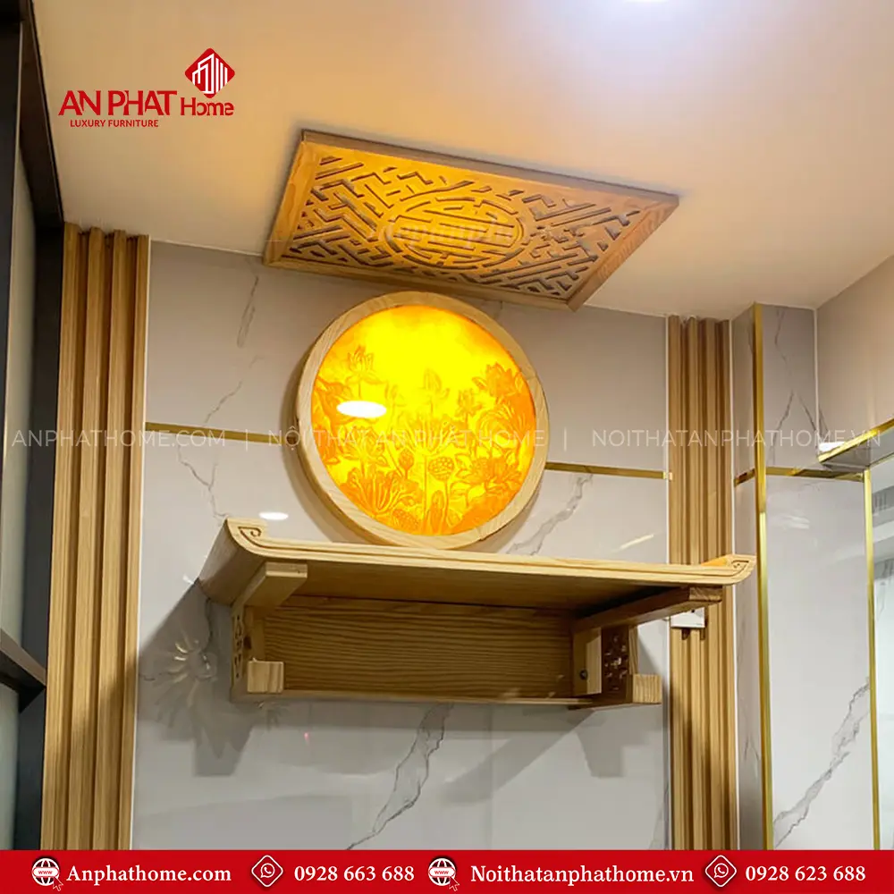 Bàn Thờ Treo Tường Gỗ Sồi Đẹp BT-2655 7 Bàn Thờ Treo Tường Gỗ Sồi Đẹp BT-2655