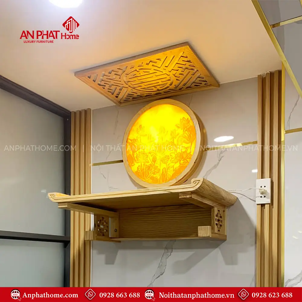 Bàn Thờ Treo Tường Gỗ Sồi Đẹp BT-2655 9 Bàn Thờ Treo Tường Gỗ Sồi Đẹp BT-2655