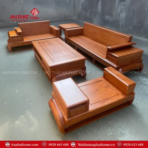 Bộ Bàn Ghế Sofa Gỗ Gõ Đỏ Hiện Đại F-1320