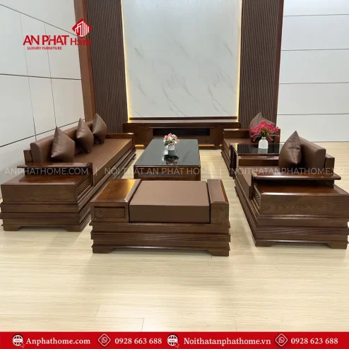 Bộ Bàn Ghế Sofa Gỗ Sồi Đối Xứng F-1301