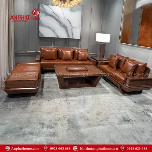 Bộ Bàn Ghế Sofa Gỗ Sồi Nga Cao Cấp F-1319