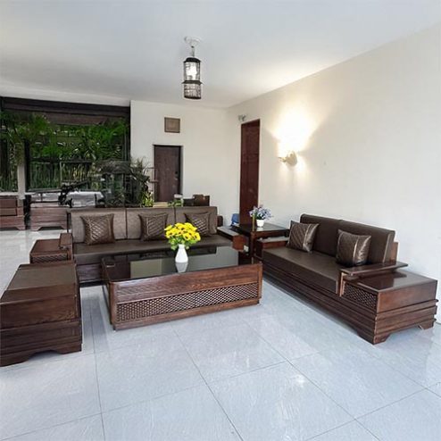 Bộ Bàn Ghế Sofa Góc Gỗ Sồi Hiện Đại F-1302