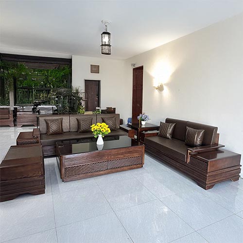 Bộ Bàn Ghế Sofa Góc Gỗ Sồi Hiện Đại F-1302