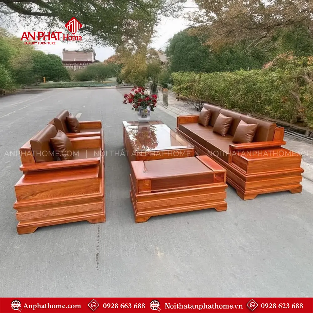 Bộ Bàn Ghế Sofa Pháo Đối Gỗ Hương Đá F-1304 3 Bộ Bàn Ghế Sofa Pháo Đối Gỗ Hương Đá F-1304