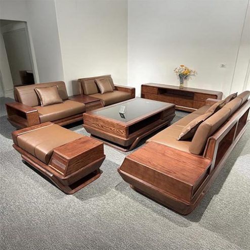 Bộ Bàn Ghế Sofa Phòng Khách Cao Cấp Gỗ Sồi Nga F-1322