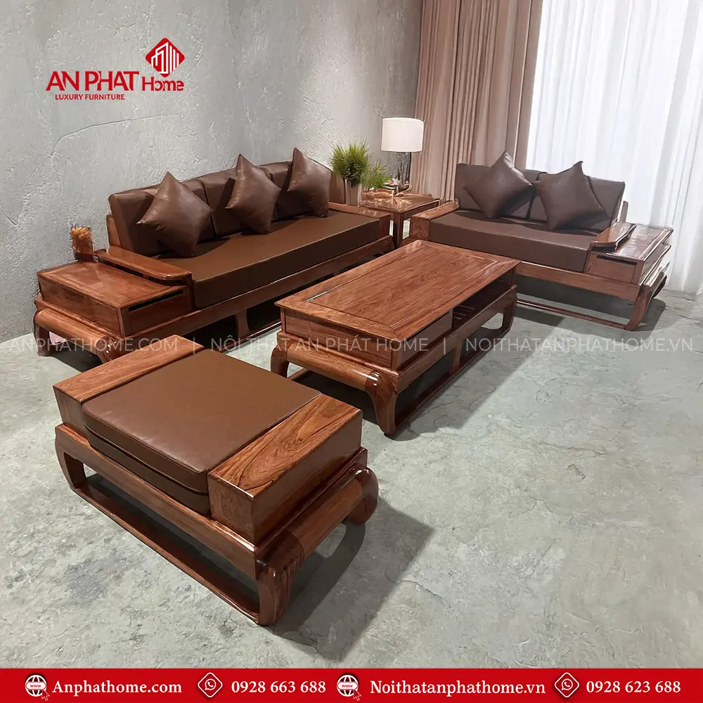 Bộ Bàn Ghế Sofa Phòng Khách Gỗ Hương Đá F-1316 5 Bộ Bàn Ghế Sofa Phòng Khách Gỗ Hương Đá F-1316