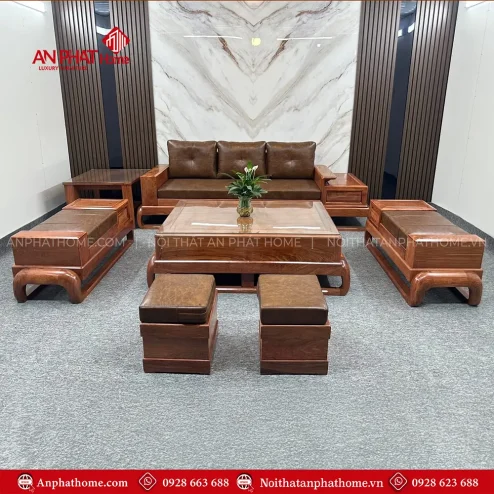 Bộ Bàn Ghế Sofa Phòng Khách Gỗ Hương Đá Hiện Đại F-1324