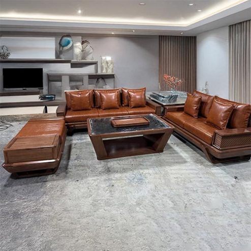 Bộ Bàn Ghế Sofa Phòng Khách Gỗ Sồi Cao Cấp F-1318