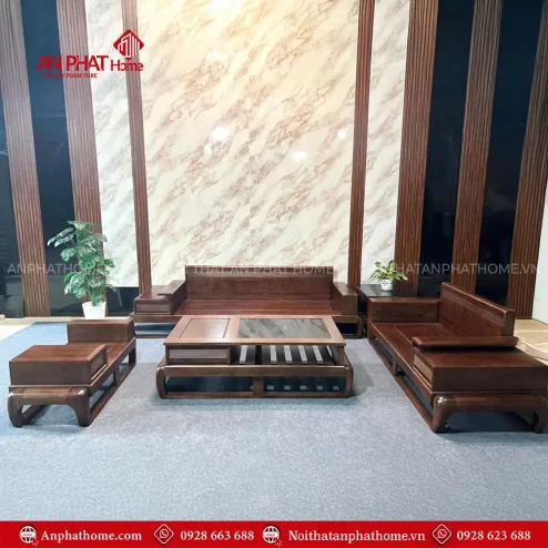 Bộ Sofa Bàn Trà Gỗ Sồi Nga Hiện Đại Sang Trọng F-1328