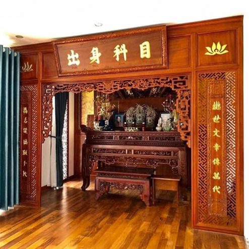 Cửa Vách Phòng Thờ Đẹp Gỗ Gõ Đỏ VN-4370