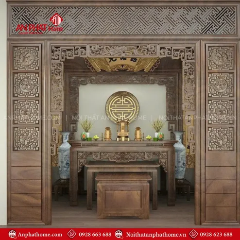 Cửa Võng Kèm Vách Ngăn Phòng Thờ Đẹp VN-4408