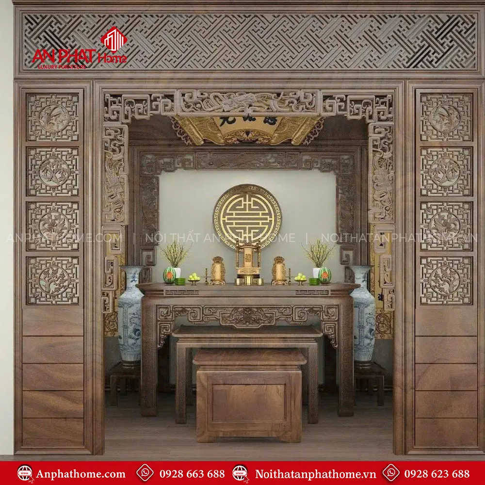 Cửa Võng Kèm Vách Ngăn Phòng Thờ Đẹp VN-4408 3 Cửa Võng Kèm Vách Ngăn Phòng Thờ Đẹp VN-4408