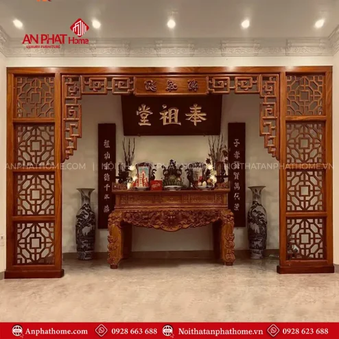 Cửa Võng Phòng Thờ Hiện Đại Gỗ Hương Đá VN-4393