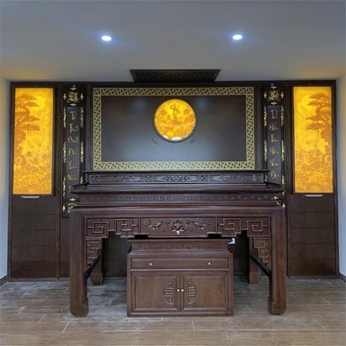 Không Gian Phòng Thờ Gỗ Gụ Cao Cấp BT-2471