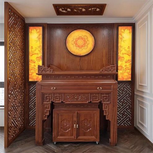 Không Gian Thờ Đẹp Bàn Thờ Gỗ Hương Đá BT-2751