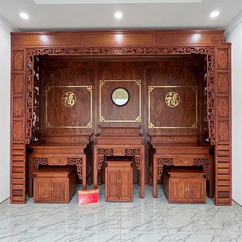 Không Gian Thờ Đẹp Cao Cấp Gỗ Hương Đá BT-2747