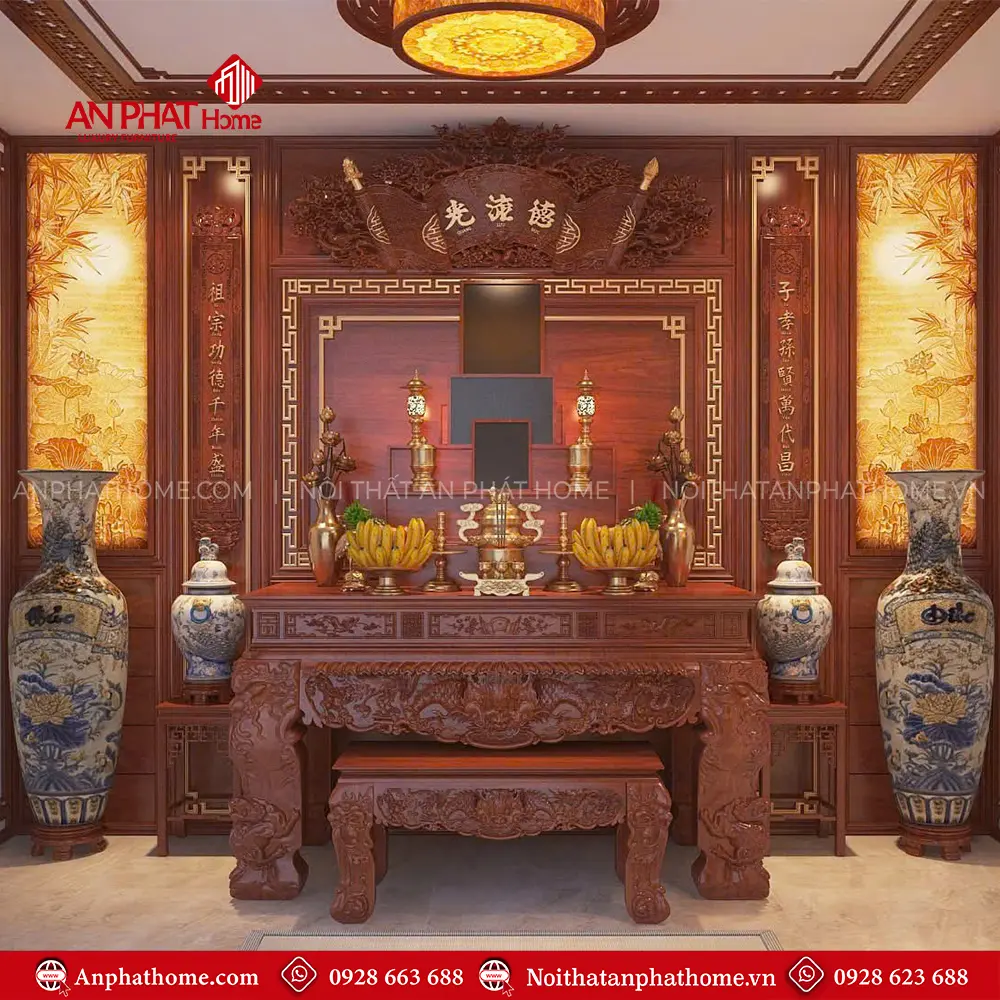 Không Gian Thờ Gỗ Gõ Đỏ Cao Cấp BT-2313 3 Không Gian Thờ Gỗ Gõ Đỏ Cao Cấp BT-2313