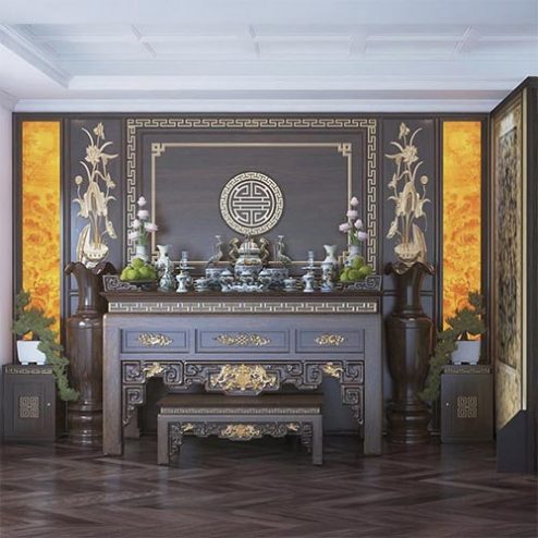 Không Gian Thờ Gỗ Gụ Cao Cấp BT-2334