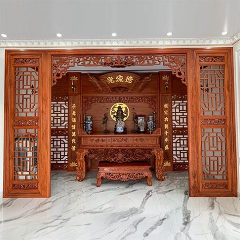 Không Gian Thờ Gỗ Hương Cao Cấp BT-2543