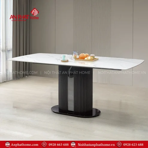 Mẫu Bàn Ăn Đẹp Chân Inox Mặt Đá Tinh Thể Nhập Khẩu BA-2146