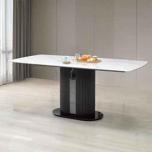 Mẫu Bàn Ăn Đẹp Chân Inox Mặt Đá Tinh Thể Nhập Khẩu BA-2146