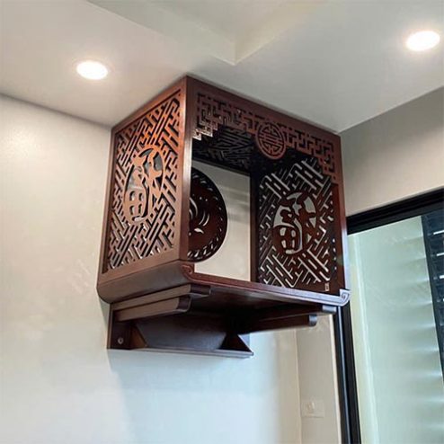 Mẫu Bàn Thờ Chung Cư Treo Tường Gỗ Gõ Đỏ BT-2672