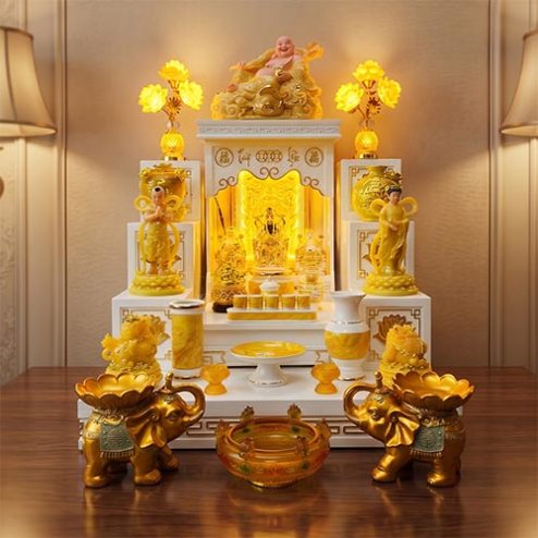 Mẫu Bàn Thờ Ông Địa Hiện Đại Cao Cấp Đồ Thờ Vàng BT-2681