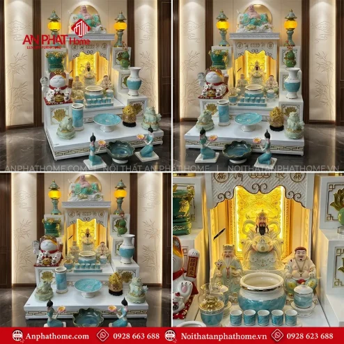 Mẫu Bàn Thờ Ông Địa Trắng Mái Bằng Đồ Thờ Giả Đá Xanh BT-2731 4 mau ban tho ong dia trang mai bang do tho gia da xanh bt 273100002