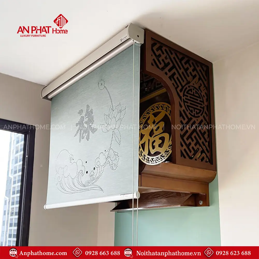 Mẫu Bàn Thờ Treo Tường Kết Hợp Rèm Vải Che Bàn Thờ BT-2651 7 Mẫu Bàn Thờ Treo Tường Kết Hợp Rèm Vải Che Bàn Thờ BT-2651
