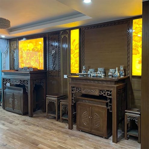 Mẫu Phòng Thờ Phật Và Gia Tiên Gỗ Gụ BT-2494