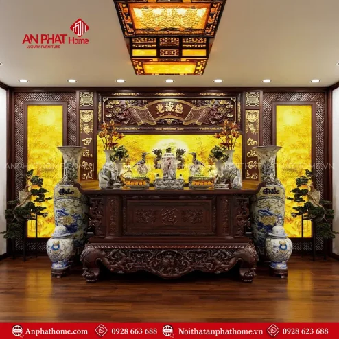 Mẫu Thiết Kế Phòng Thờ Đẹp Sập Tủ Thờ Cao Cấp BT-2608