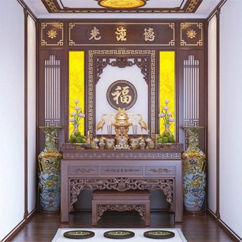 Phòng Thờ Biệt Thự Cao Cấp Gỗ Gõ Đỏ BT-2422