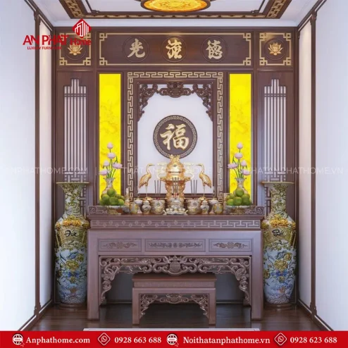 Phòng Thờ Biệt Thự Cao Cấp Gỗ Gõ Đỏ BT-2422