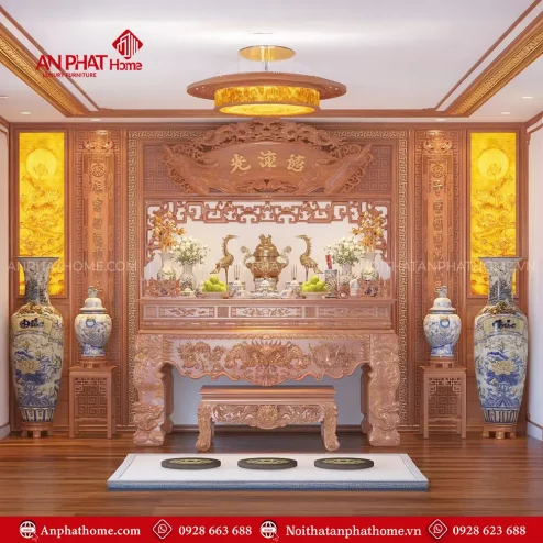 Phòng Thờ Biệt Thư Cao Cấp Gỗ Hương Đá BT-2329