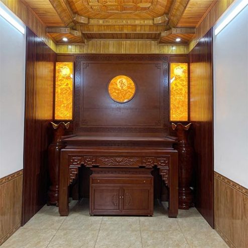 Phòng Thờ Cao Cấp Mẫu Hiện Đại Gỗ Gõ Đỏ BT-2523