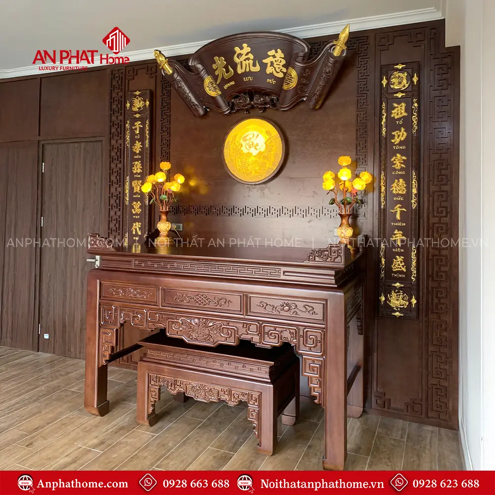 Phòng Thờ Đẹp Kết Hợp Cuốn Thư Câu Đối BT-2755 8 Phòng Thờ Đẹp Kết Hợp Cuốn Thư Câu Đối BT-2755