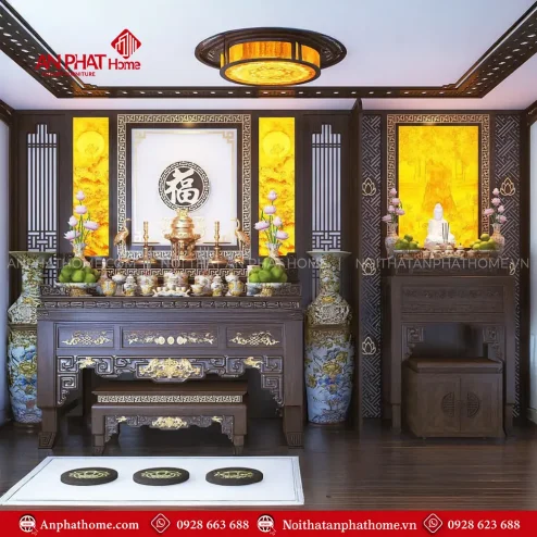 Phòng Thờ Đẹp Phật Kết Hợp Gia Tiên BT-2331