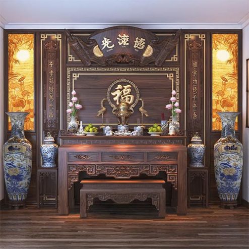 Phòng Thờ Gỗ Gụ Cao Cấp BT-2352