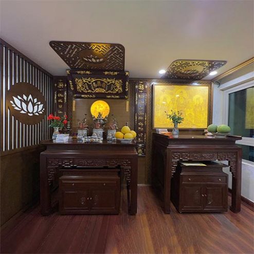 Phòng Thờ Gỗ Gụ Kết Hợp Phật Và Gia Tiên BT-2534