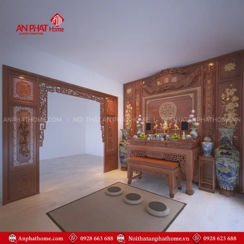Phòng Thờ Gỗ Hương Đá Cao Cấp BT-2356