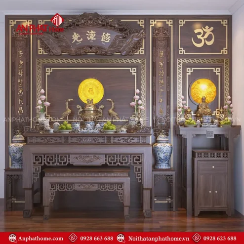 Phòng Thờ Hiện Đại Kết Hợp Phật Và Gia Tiên BT-2354