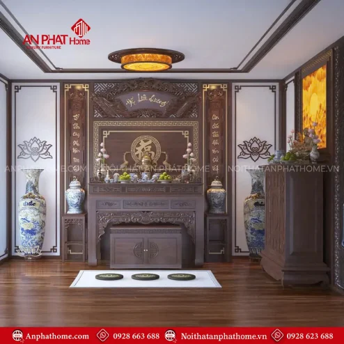 Phòng Thờ Phật Kết Hợp Gia Tiên Hiện Đại BT-2306