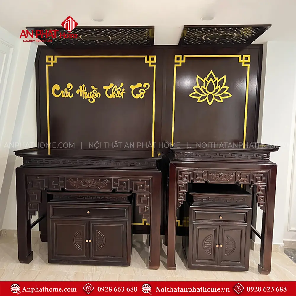 Phòng Thờ Phật Và Gia Tiên Gỗ Gụ Lào BT-2562 10 Phòng Thờ Phật Và Gia Tiên Gỗ Gụ Lào BT-2562