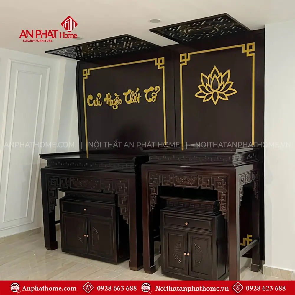 Phòng Thờ Phật Và Gia Tiên Gỗ Gụ Lào BT-2562 9 Phòng Thờ Phật Và Gia Tiên Gỗ Gụ Lào BT-2562