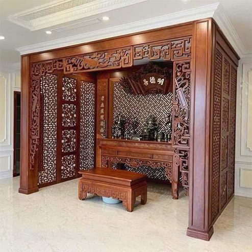 Vách Gỗ Gõ Đỏ Ngăn Phòng Thờ VN-4401