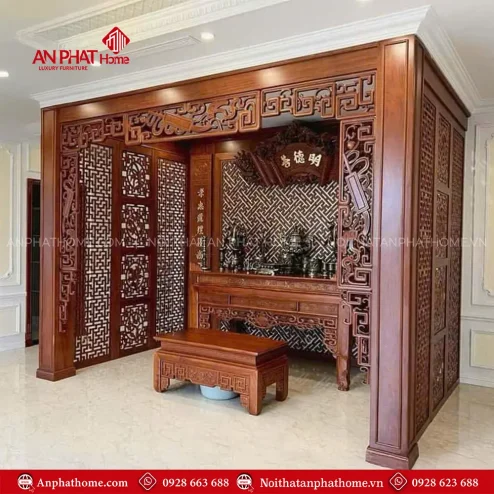 Vách Gỗ Gõ Đỏ Ngăn Phòng Thờ VN-4401