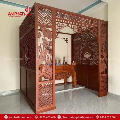 Vách Ngăn Không Gian Thờ Mẫu Hoa Sen VN-4426