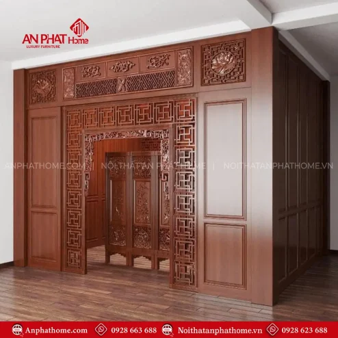 Vách Ngăn Phòng Thờ Kết Hợp Cửa VN-4377