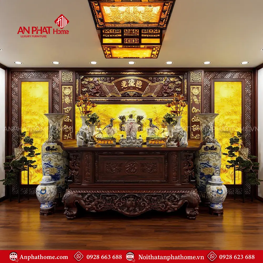 Vách Ốp Phòng Thờ Gỗ Gụ Hiện Đại VN-4414 3 Vách Ốp Phòng Thờ Gỗ Gụ Hiện Đại VN-4414